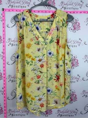 Dalia Yellow Floral V-Neck Sleeveless Blouse